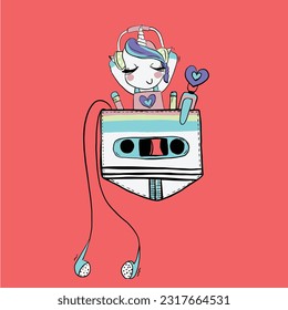 Unicorn music. Fashion and more. Girl child tshirt pattern design