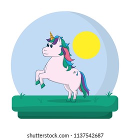 unicorn with music sign tattoo in the landscape