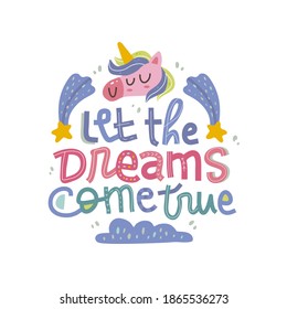 Unicorn are my spirit animal hand drawn lettering inspirational and motivational quote scandinavian style