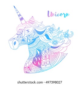 Unicorn. A mythical creature. Vector illustration. Cartoon. Isolated. 