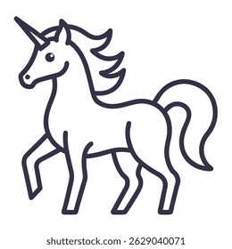 unicórnio mítico linha arte ícone vetor em fundo branco
