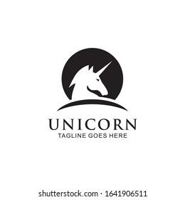 Unicorn mythological animal logo design vector template illustration