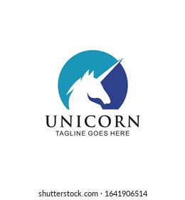 Unicorn mythological animal logo design vector template illustration