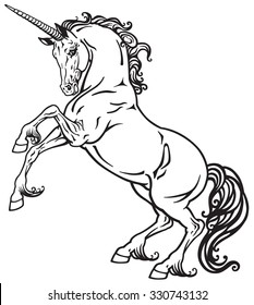 Unicorn Mythological Horse , Black And White Tattoo Image