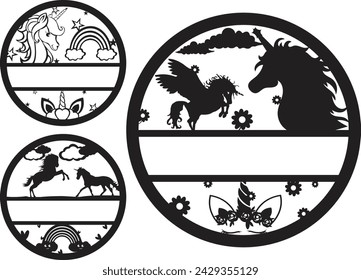 unicorn Name Signs unicorn name frame, CNC Ready, welcome sign, porch sign farmhouse sign, welcome home

