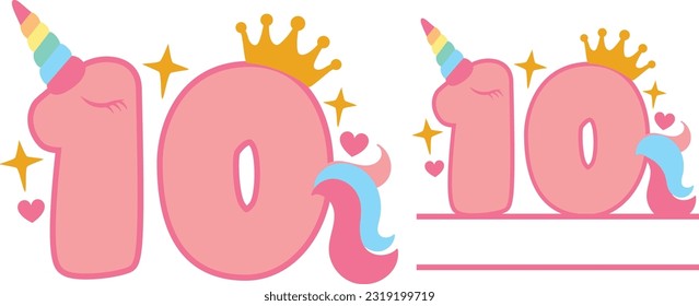 Unicorn No 10 - Unicorn Birthday Monogram