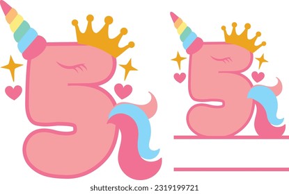 Unicorn No 5 - Unicorn Birthday Monogram