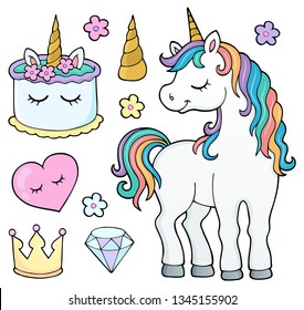 Unicorn and objects theme image 4 - eps10 vector illustration.