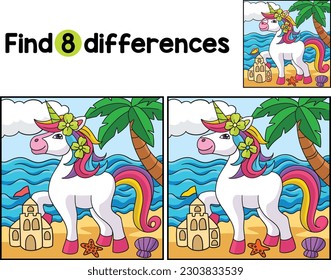 Unicorn on the Beach Find The Differences