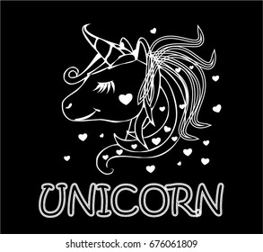 Unicorn on a black background