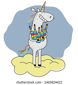 unicorn on a cloud with a glass