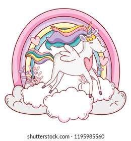 Unicorn on clouds cartoons