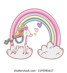 Unicorn on clouds cartoons