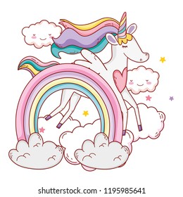 Unicorn on clouds cartoons