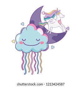 Unicorn on clouds cute cartoons