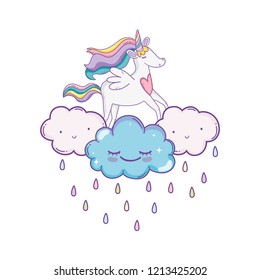 Unicorn on clouds cute cartoons