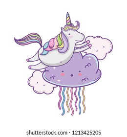 Unicorn on clouds cute cartoons