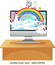 Ilustración de fondo de Unicornio en equipos portátiles