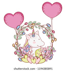 Unicorn on leaves wreath