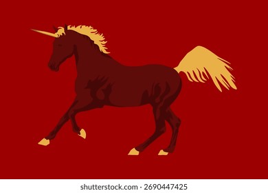 Unicorn on red background. Vector illustration