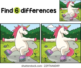 Unicorn on the Roller Skates Find The Differences