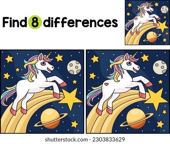 Unicorn on the Space Find The Differences