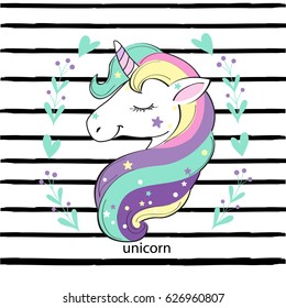 Unicorn on a striped background