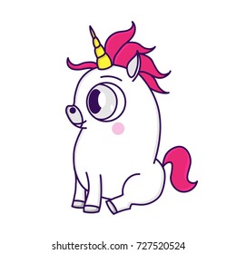Unicorn on a white background. It can be used for sticker, badge, card, patch, phone case, poster, t-shirt, mug etc.