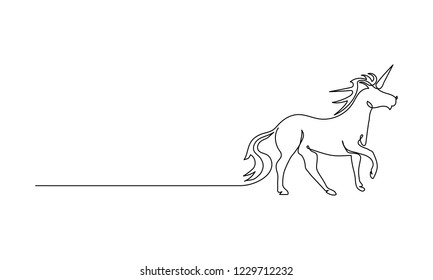 Unicorn in one line. Trend art. Minimalism (one line design silhouette)