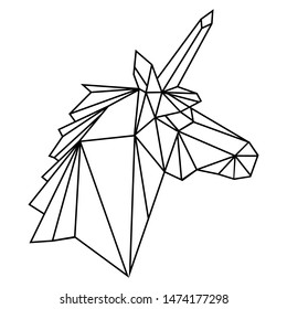 unicorn origami tattoo symbol vector