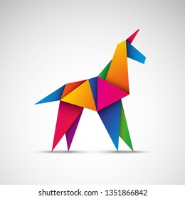 Unicorn origami. Vector icon