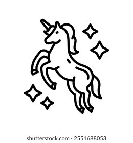 Unicorn Outline Icon, Vector illustration