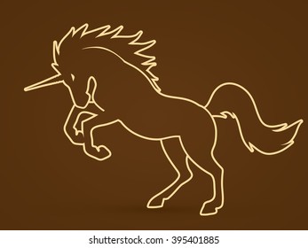 Unicorn outline stroke graphic vector.