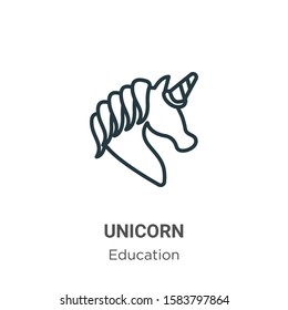 Unicorn outline vector icon. Thin line black unicorn icon, flat vector simple element illustration from editable literature concept isolated on white background