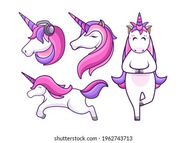 Unicorn pack. Fashion patch badges. Vector
