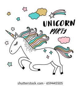 Unicorn party illustration