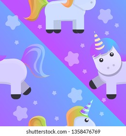 Unicorn pattern. Cartoon illustration of unicorn vector pattern for web design