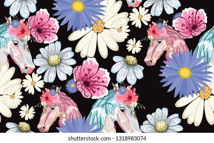 Unicorn pattern in colors vector