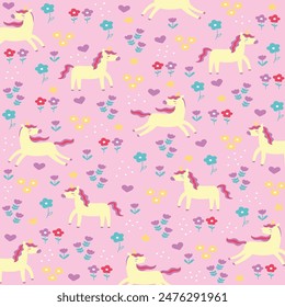 unicorn pattern design with pink background 