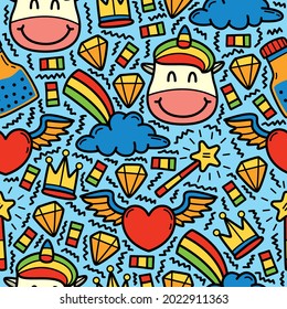 unicorn pattern designs illustration, for clothing, wallpapers, backgrounds, posters, books, banners and more