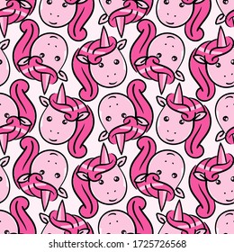 Unicorn pattern, illustration, vector on white background