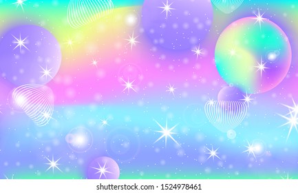 Unicorn pattern. Mermaid rainbow. Fantasy universe. Fairy background. Holographic magic stars. Cover set. Rainbow unicorn.