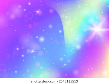 Unicorn Pattern. Pink Kawaii Invitation. Princess Background. Holographic Colorful Mesh. Purple Fantasy Hologram. Lilac Galaxy Gradient. Fairy Glitter. Cute Unicorn Pattern.