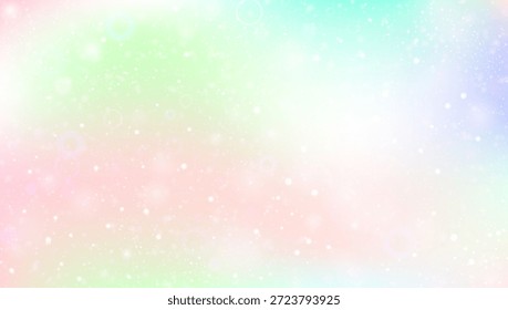 Einhornmuster. Rosa Zauberhologramm und wunderschöner Kawaii-Farbverlauf. violetter Regenbogen-Hintergrund. Irisierende Himmelsstruktur mit glitzernden und funkelnden Sternen. Blaues Einhornmuster.
