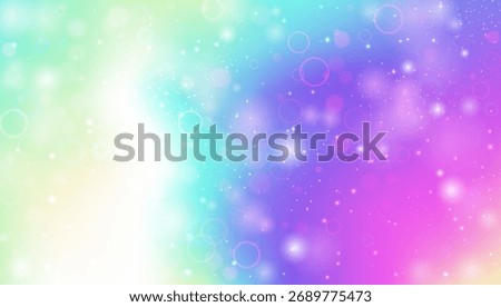 Unicorn Pattern. Pink Princess Gradient And Beautiful Rainbow Background. Purple Fairy Hologram. Watercolor Girl Design In A Light Mermaid Backdrop. Blue Unicorn Pattern.