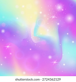 Einhornmuster. Rosa Regenbogenverlauf. Prinzessin-Hintergrund. Irisierend bunt einladen. Lila mädchenhaftes Hologramm. Einladung des Blauen Universums. Girl Texture. Einhorn-Muster.