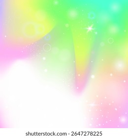 Padrão do Unicórnio. Convite de Princesa Roxa. Holograma Mágico. Efeito Mágico Iridescente. Fundo místico rosa. Gradiente da Galáxia Lilás. Glitter de Fadas. Padrão De Unicórnio Bonito.