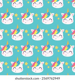 Unicorn pattern. Vector illustration in flat style.