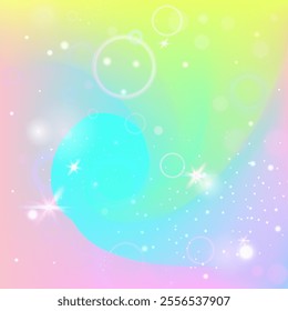 Unicorn Pattern. Yellow Fairy Invitation. Rainbow Gradient. Holographic Galaxy Mesh. Green Pastel Background. Blue Universe Hologram. Girl Texture. Stars Unicorn Pattern.