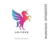 unicorn pegasus horse winged sign logo design